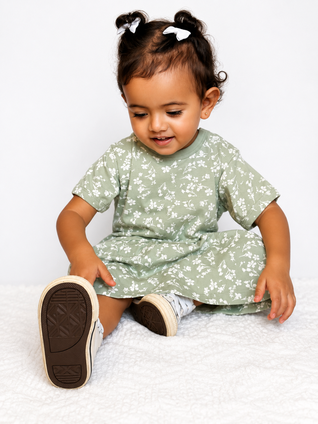 Baby Dress - Smooth - Sage Floral