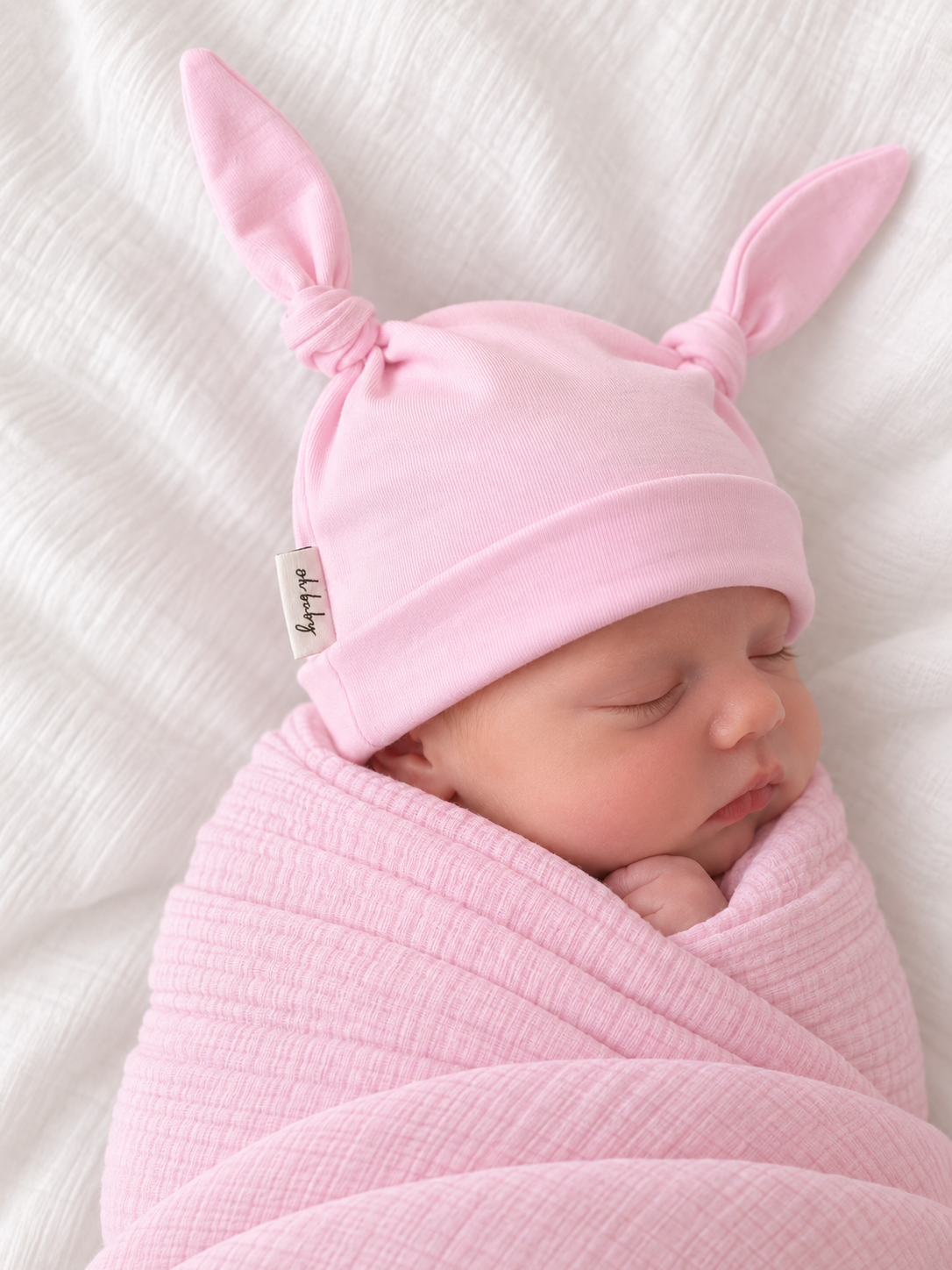 Baby Bear Beanie - Smooth - Pink