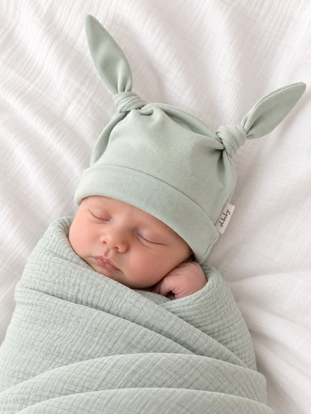 Baby Bear Beanie - Smooth - Sage Green