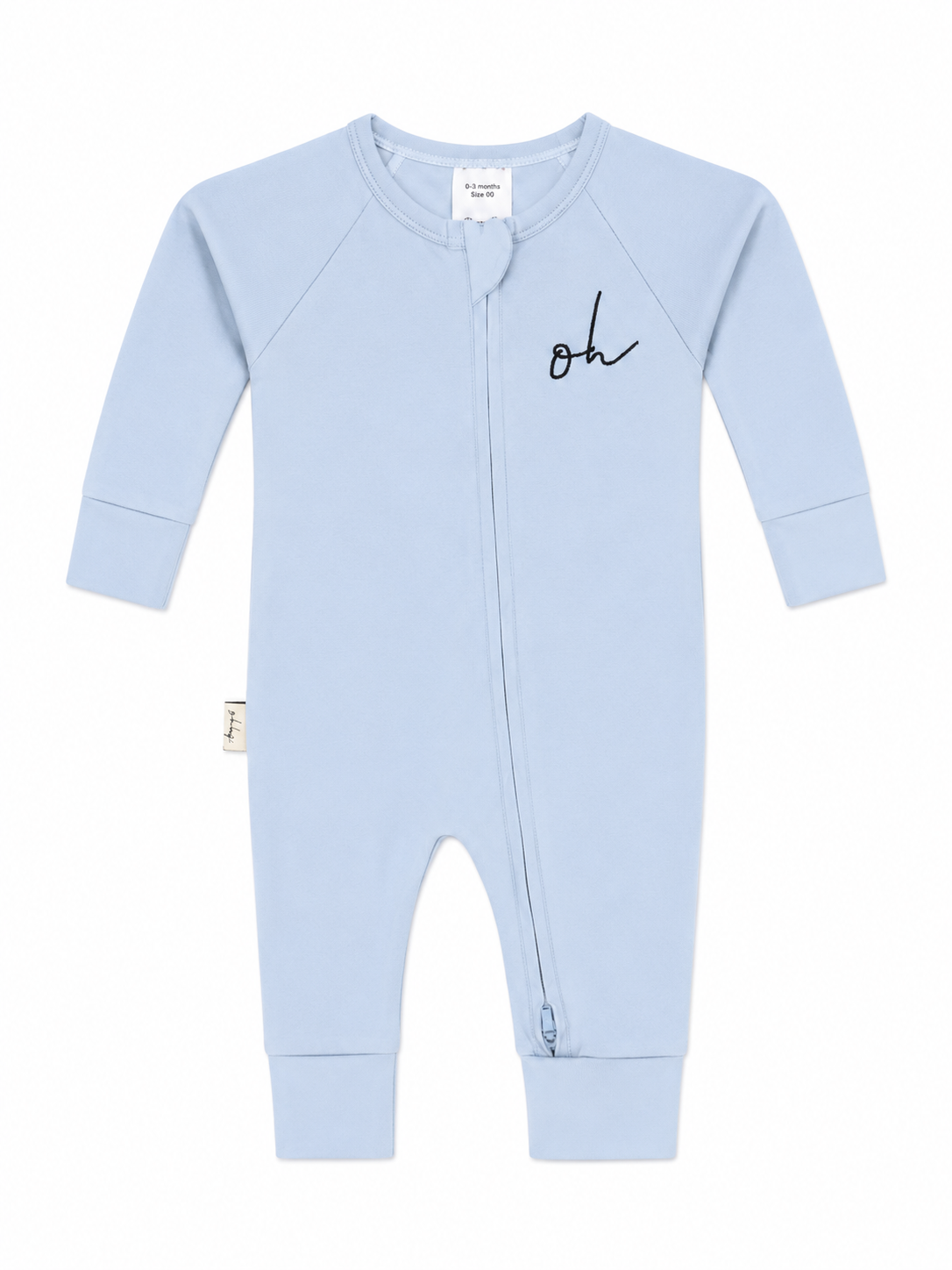 Baby Onesie - Smooth Double Zip - Blue