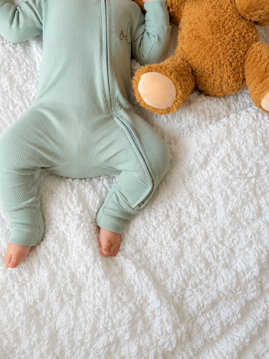 Baby Onesie - Rib Double Zip - Sage Green