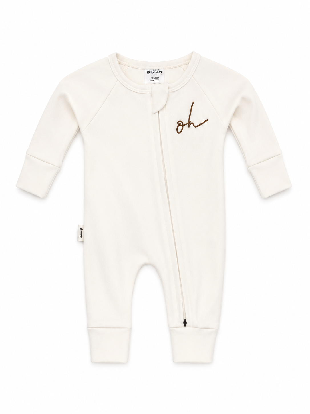 Baby Onesie - Smooth Double Zip - White