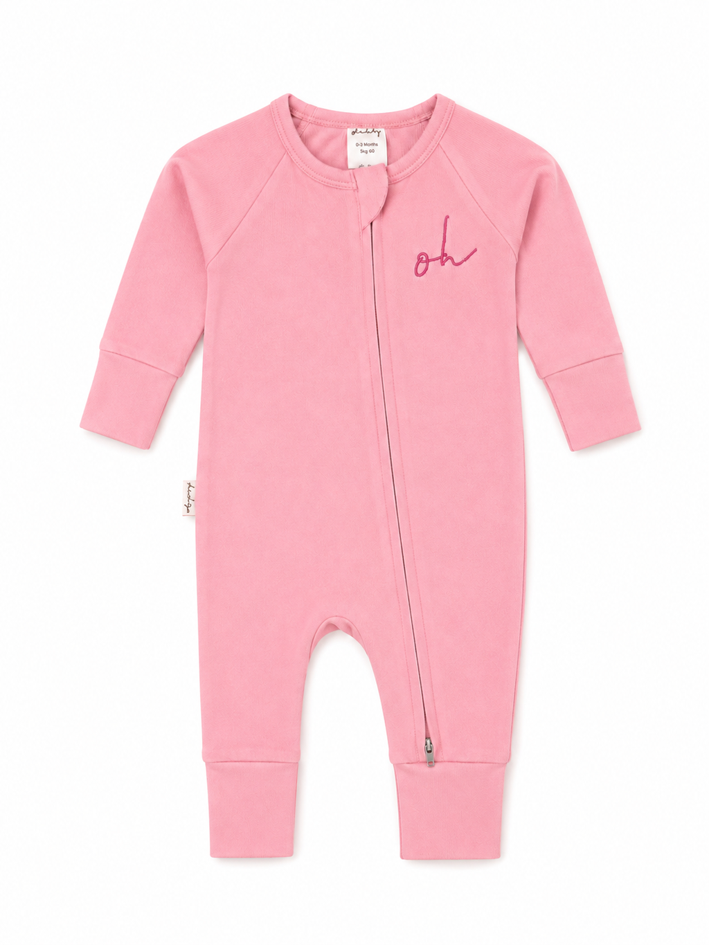 Baby Onesie - Smooth Double Zip - Pink