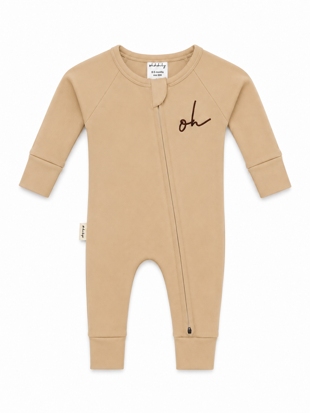 Baby Onesie - Smooth Double Zip - Latte