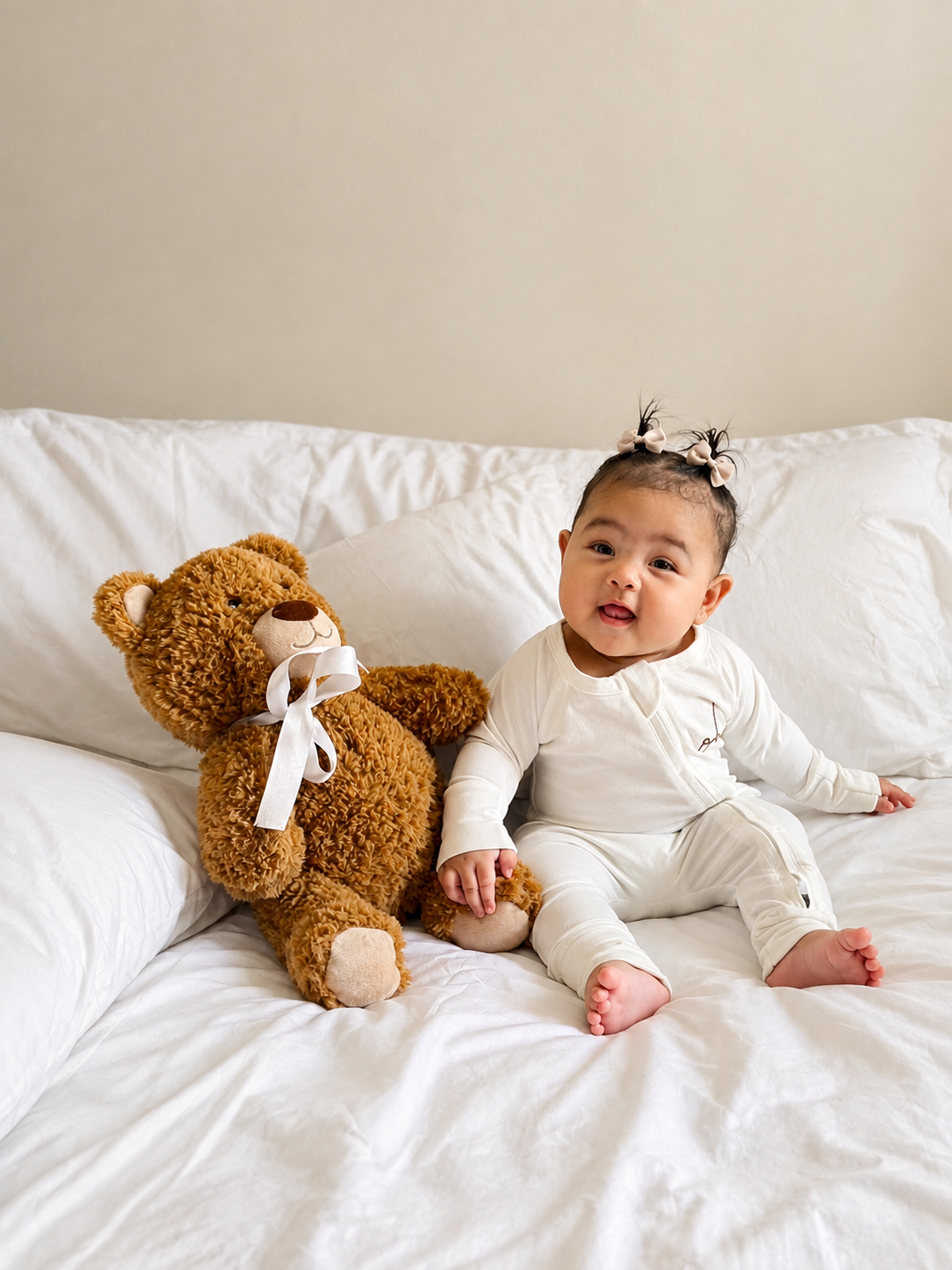 Baby Onesie - Smooth Double Zip - White