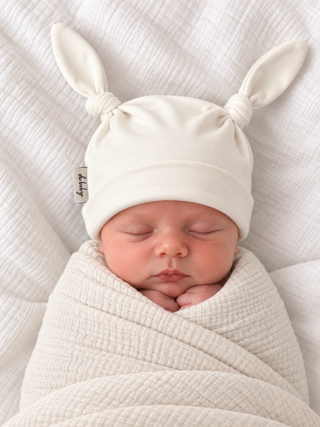 Baby Bear Beanie - Smooth - White