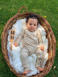 Baby Onesie - Smooth Double Zip - Latte