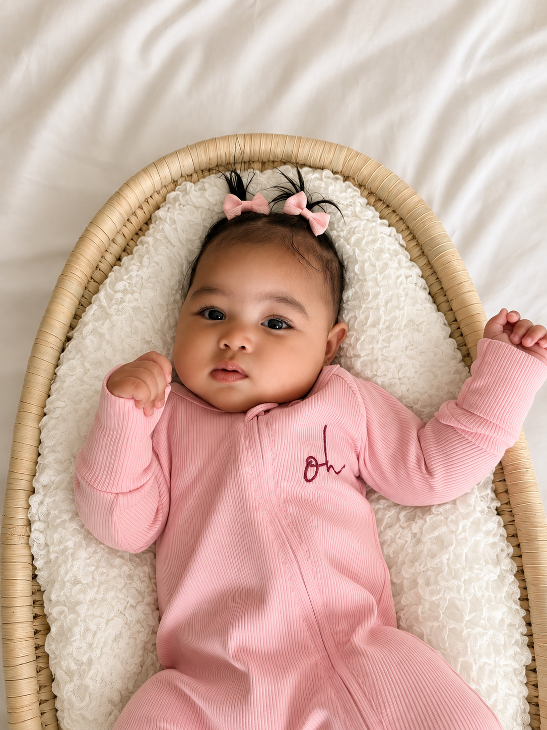 Baby Onesie - Rib Double Zip - Pink