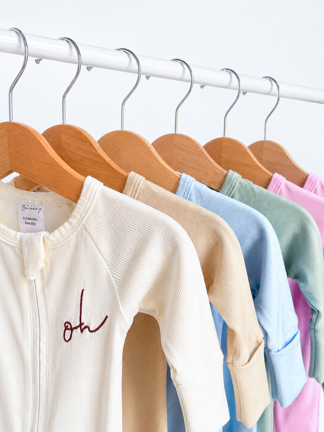 Baby Onesie - Rib Double Zip - Latte