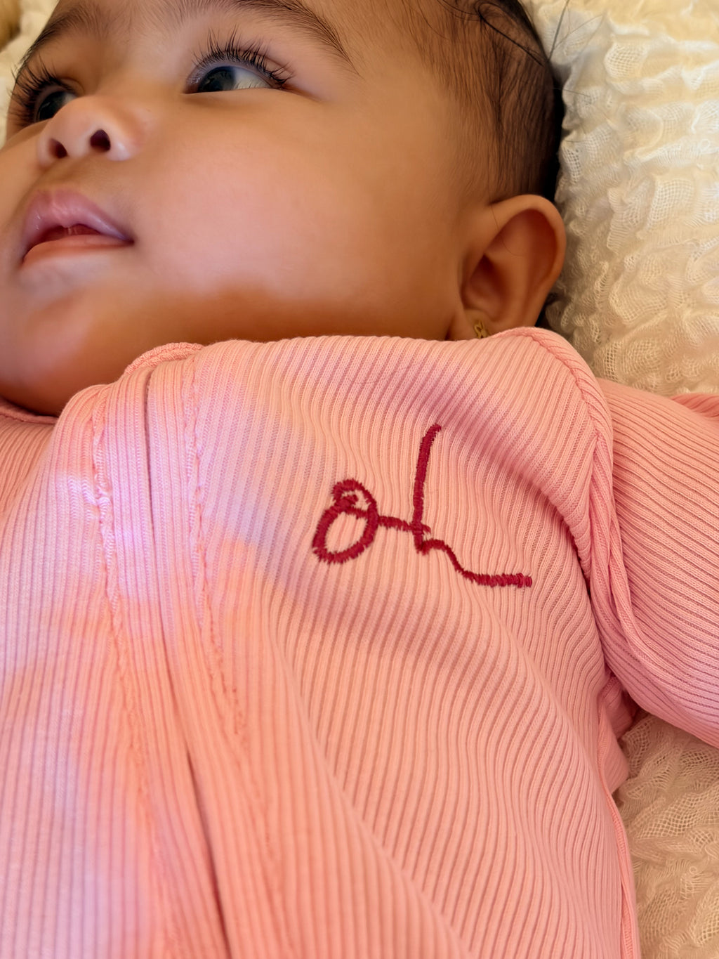 Baby Onesie - Rib Double Zip - Pink