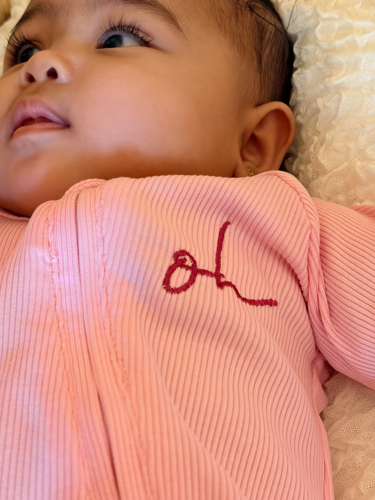 Baby Onesie - Rib Double Zip - Pink