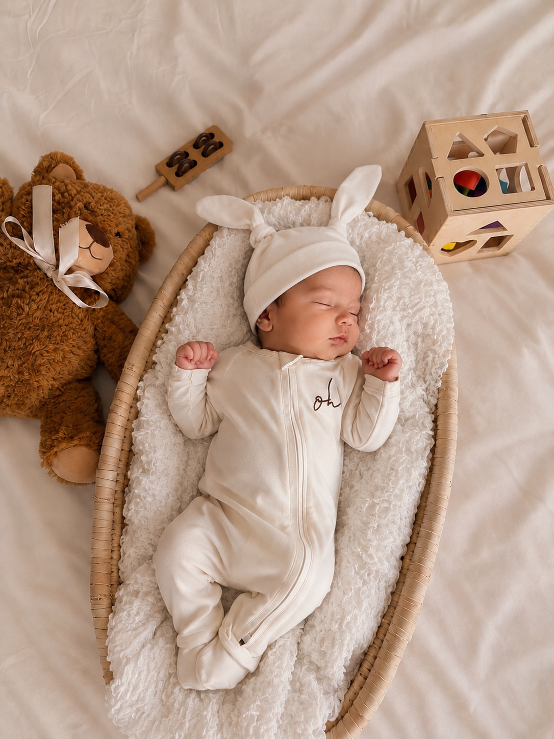Baby Onesie - Smooth Double Zip - White