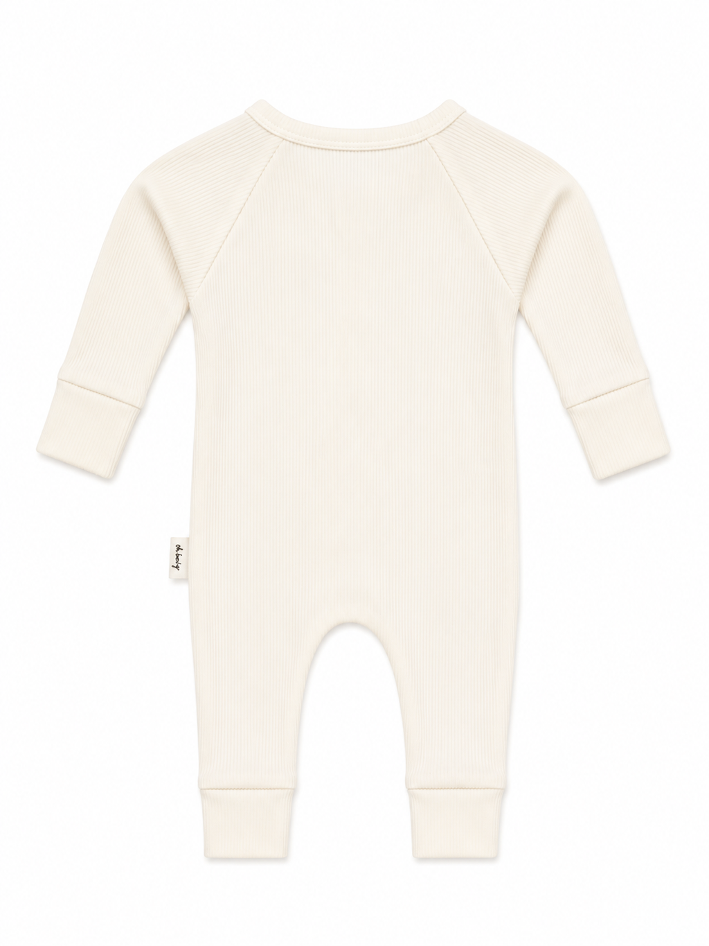 Baby Onesie - Rib Double Zip - White