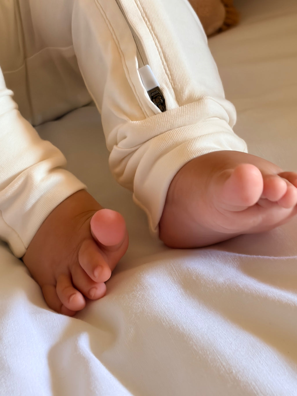 Baby Onesie - Smooth Double Zip - White