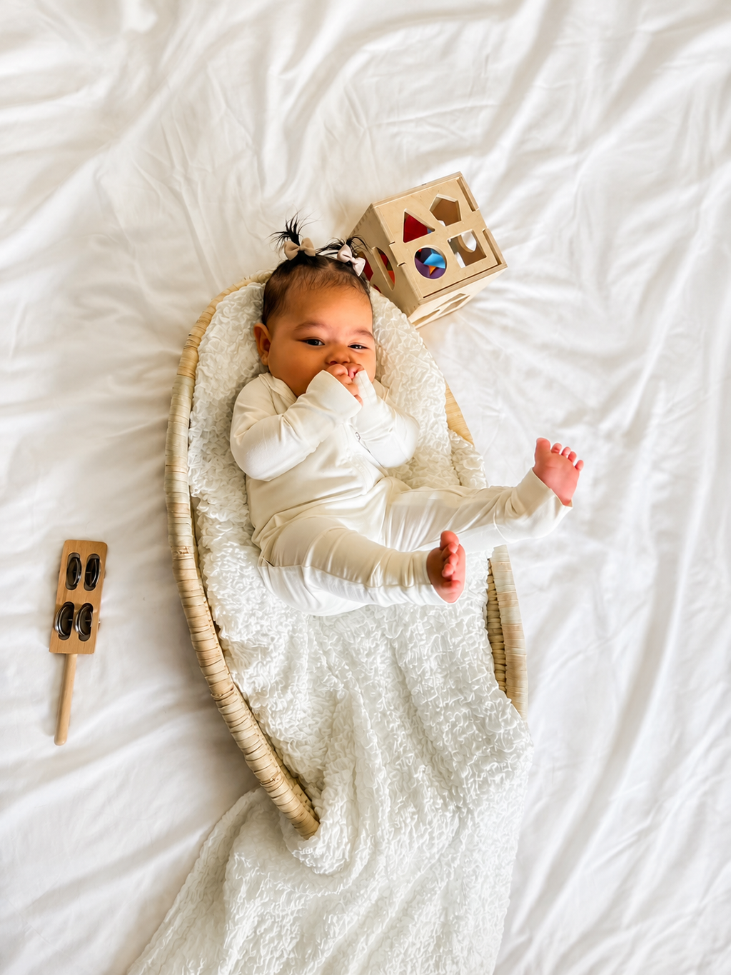 Baby Onesie - Smooth Double Zip - White
